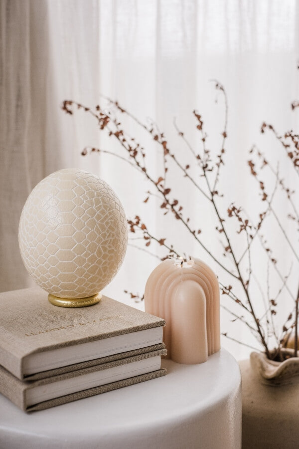 The Snake Carved Ostrich Egg Ornament from Leo & Stripes