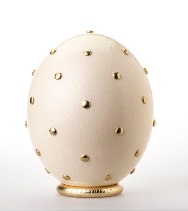 The Golden, Embellished Ostrich Egg, Leo & Stripes 1