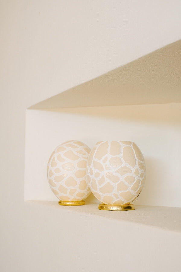 The Bold Giraffe Ostrich Egg Tealight Holder from Leo & Stripes