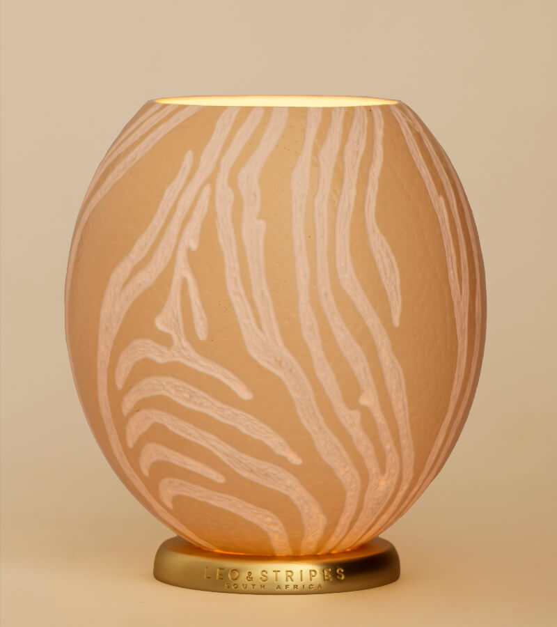 The Bold Zebra Ostrich Egg Tealight Holder from Leo & Stripes