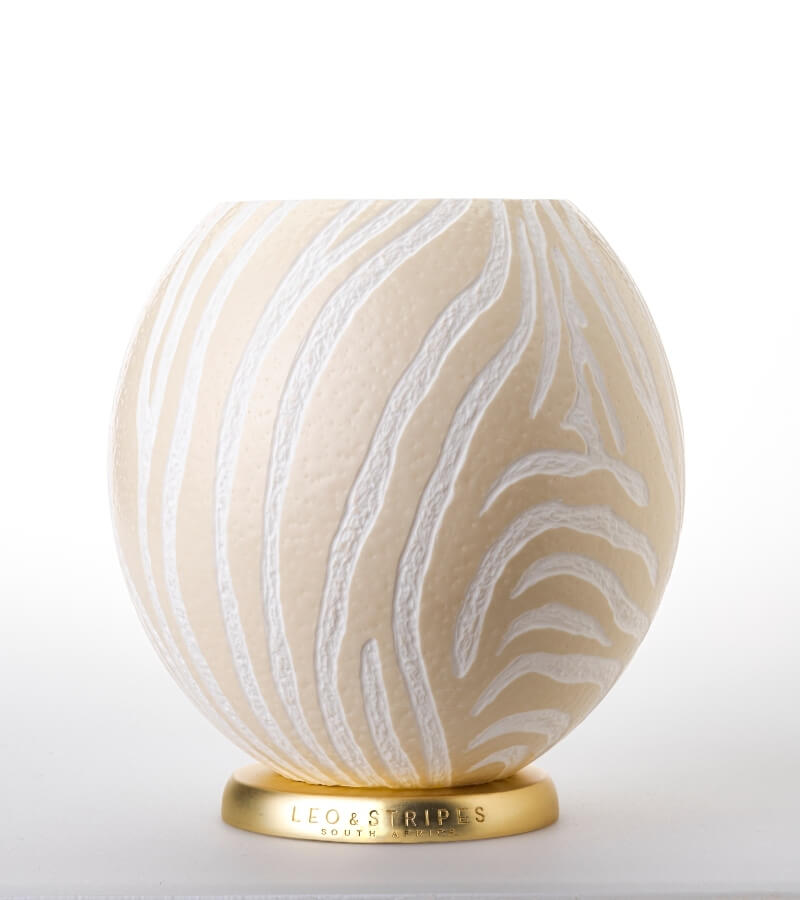 The Bold Zebra Ostrich Egg Tealight Holder