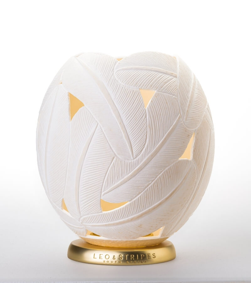 The Feathers Ostrich Egg Tealight Holder from Leo & Stripes