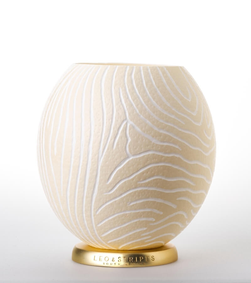 The Fine Zebra  Ostrich Egg Tealight Holder from Leo & Stripes