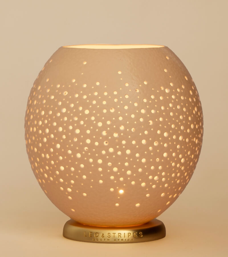 The Big Galaxy Ostrich Egg Tealight Holder from Leo & Stripes