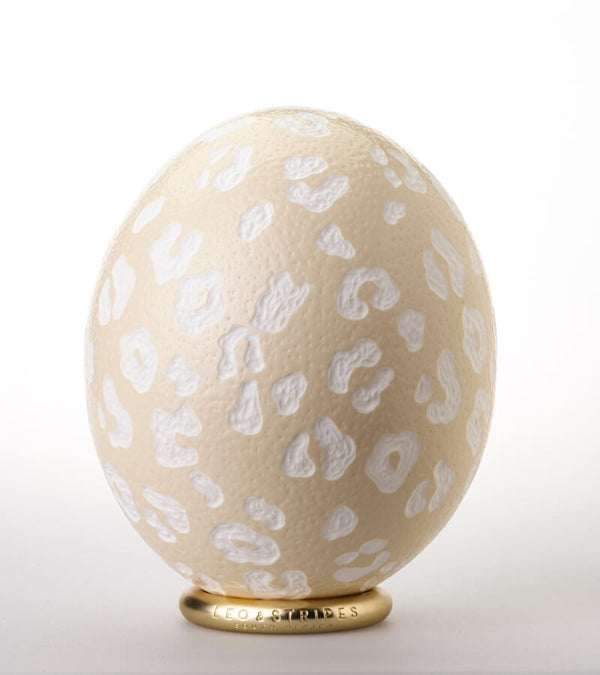 The Leopard Carved Ostrich Egg Ornament from Leo & Stripes