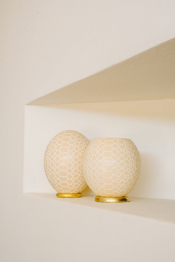 The Snake Carved Ostrich Egg Ornament from Leo & Stripes